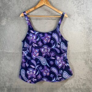 Lands' End Tankini Swim Top Womens 20W Paisley Floral Beach Resort Vacation